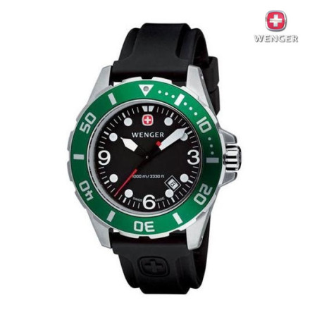 Wenger SA Watch* Aqua Dive 1000m Diver GRN Bez- BK DI -SILI